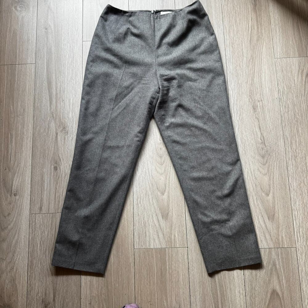 Vintage‎ Women Oscar de la Renta Gray Wool blend Staight Leg Wide trousers Sz 14